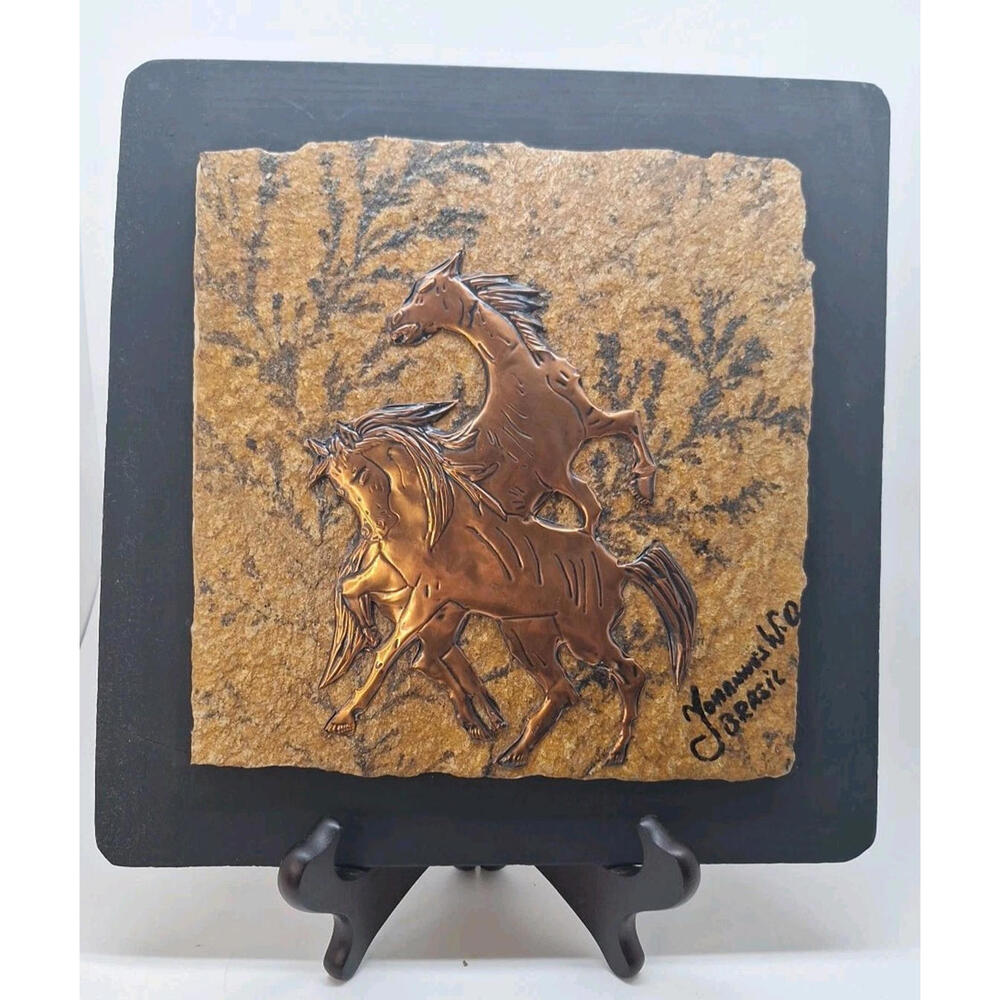 Johannes Wilhelmus, Copper, Natural Stone, Board Backing. Vintage Horse Original